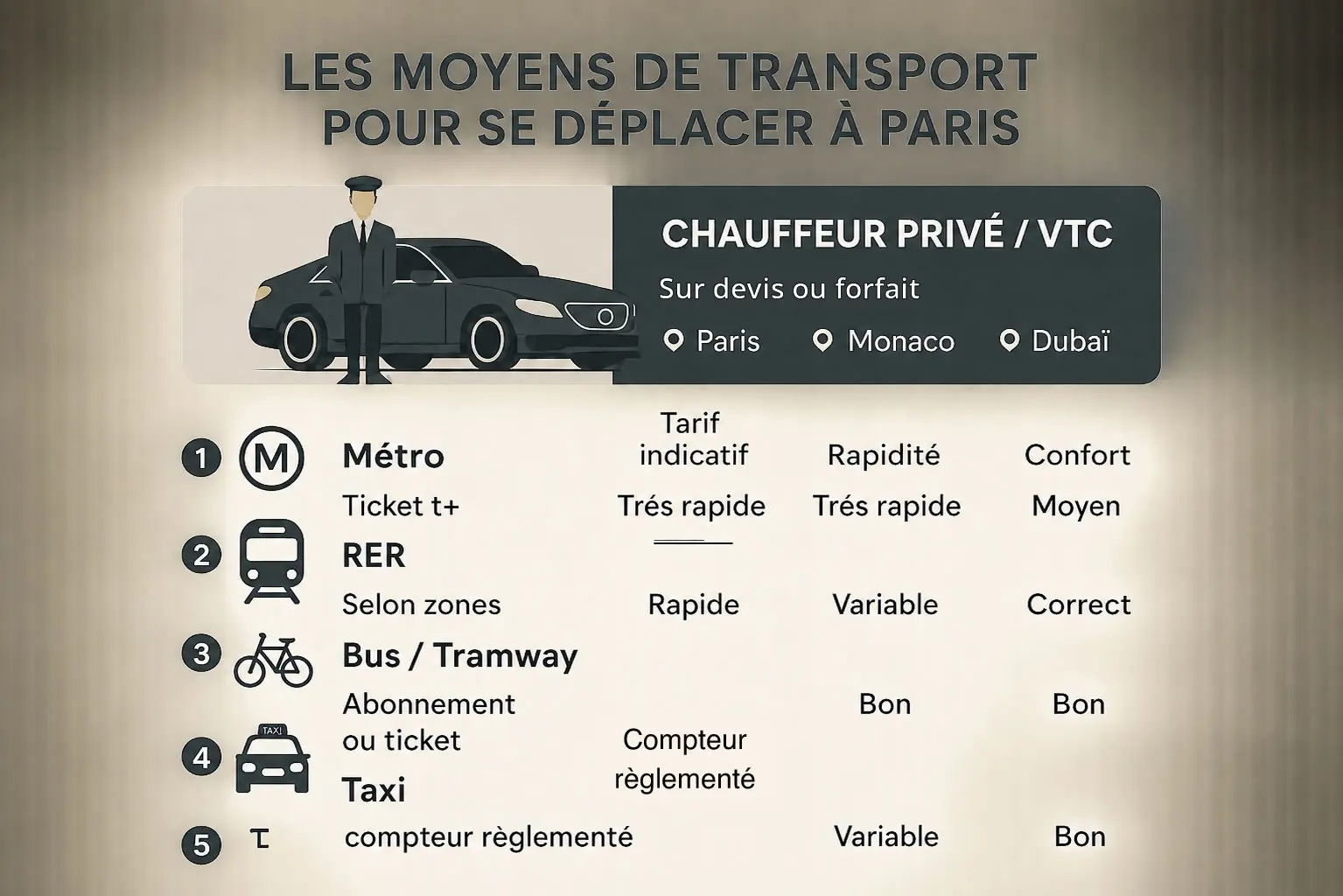 Infographie : Les moyens de transport pour se déplacer à Paris
